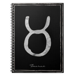 Cuaderno Símbolo de astrología estilizada de plata taurus h
