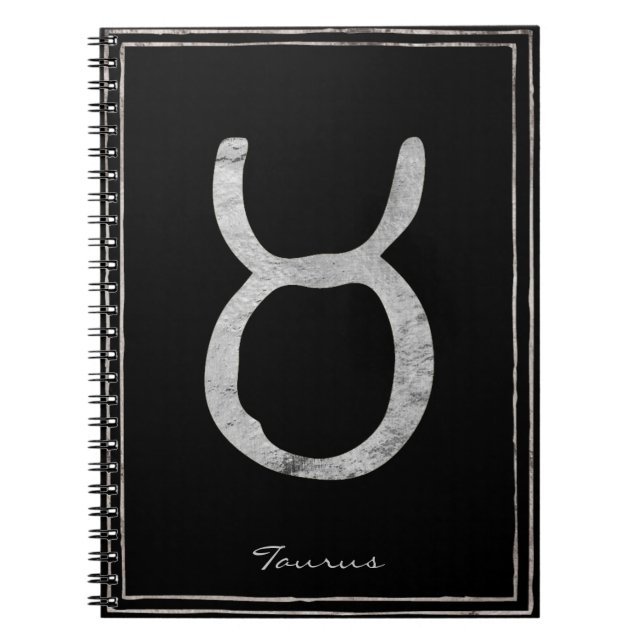 Cuaderno Símbolo de astrología estilizada de plata taurus h (Frente)