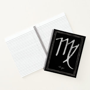 Cuaderno Símbolo de astrología estilizado de plata virgo no
