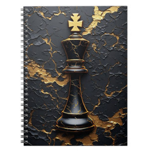 Cuaderno Símbolo de estrategia de rey de ajedrez de oro neg