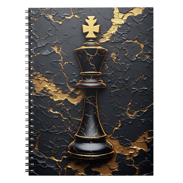 Cuaderno Símbolo de estrategia de rey de ajedrez de oro neg (Frente)