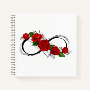 Cuaderno Símbolo de infinito con rosas rojas