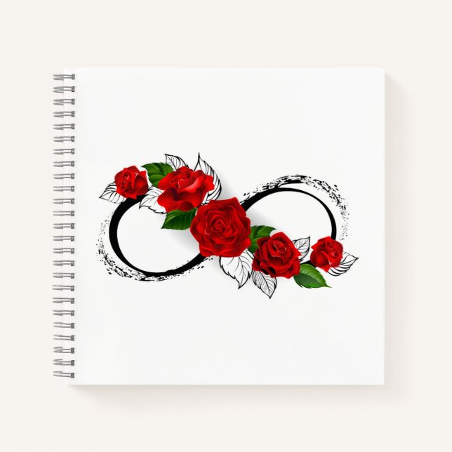 Cuaderno Símbolo de infinito con rosas rojas (Anverso)