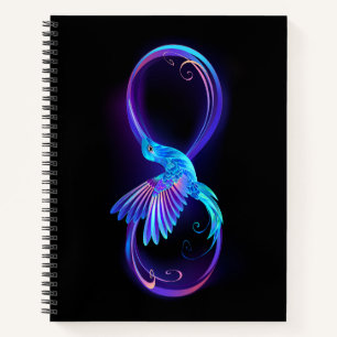 Cuaderno Símbolo de Infinito de Neón con Colibrí Brillante