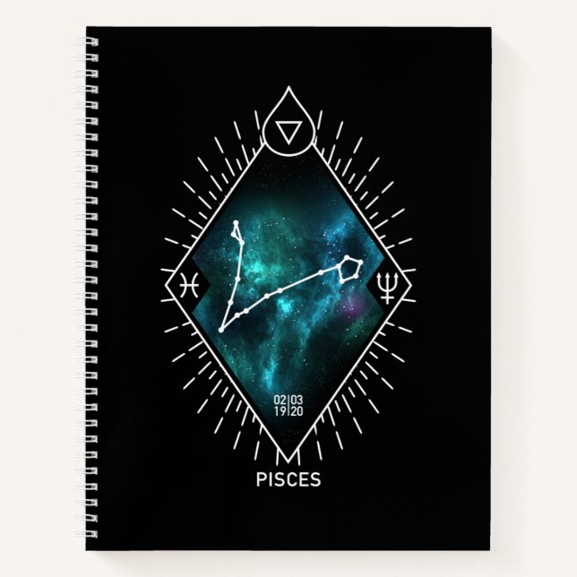 Cuaderno Símbolo de la constelación Pisces y Zodiac (Anverso)