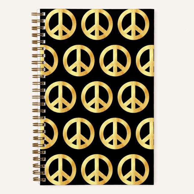 Cuaderno Símbolo de la Paz de oro suave (Anverso)