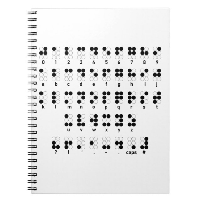 Cuaderno Símbolo de letras ciego del alfabeto de Braille (Frente)