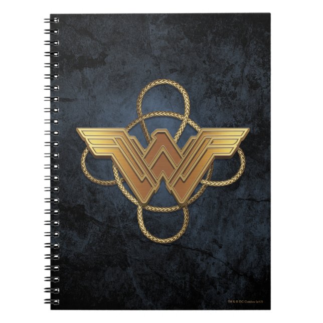 Cuaderno Símbolo de oro de mujer maravilla sobre lasso (Frente)