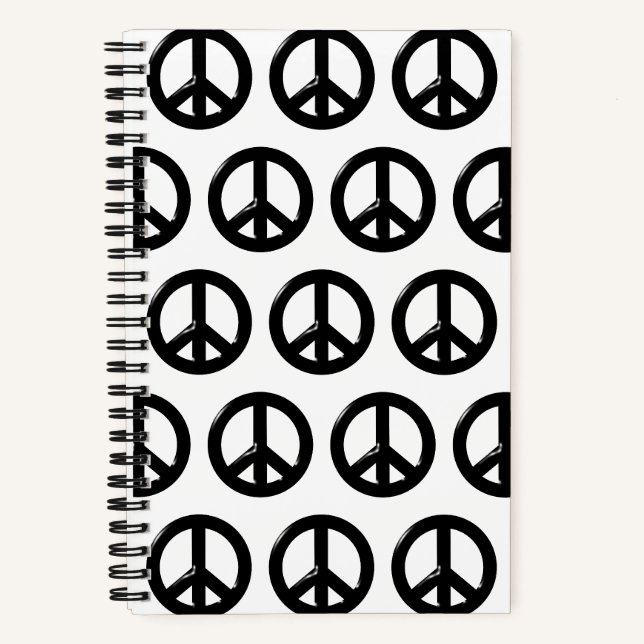 Cuaderno Símbolo de Paz 3D Negro (Anverso)