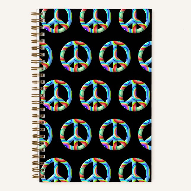 Cuaderno Símbolo de paz retro 3D (Anverso)