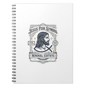 Cuaderno Símbolo de pez de Jesús Ichthys mínimo Pez de Jesú