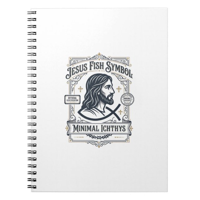 Cuaderno Símbolo de pez de Jesús Ichthys mínimo Pez de Jesú (Frente)