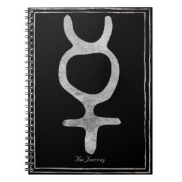 Cuaderno Símbolo de planeta estilizado plateado con mercuri