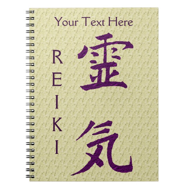 Cuaderno Símbolo de Reiki púrpura personalizado (Frente)