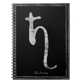 Cuaderno Símbolo de Saturno con estilo plateado amurallado