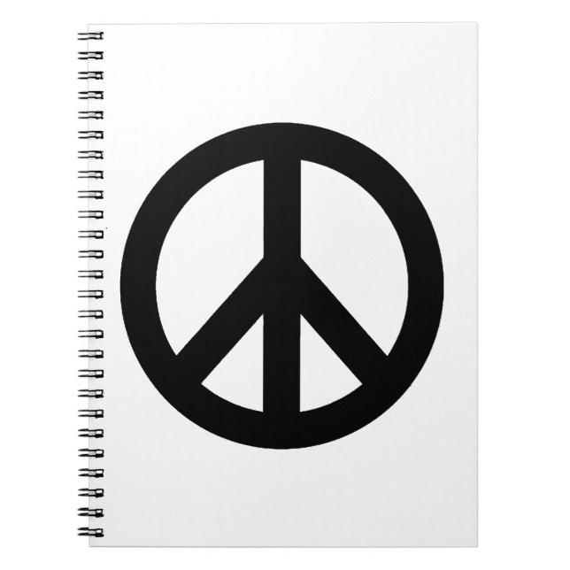 Cuaderno Símbolo de signo de paz blanco negro (Frente)