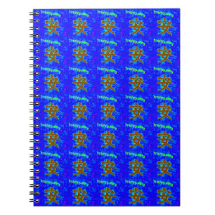 Cuaderno símbolo de tranquilidad chino en bloc de notas azu