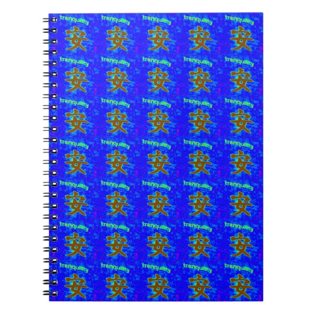 Cuaderno símbolo de tranquilidad chino en bloc de notas azu (Frente)