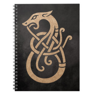 Cuaderno Símbolo del Nudo de la Serpiente Vikinga Dorada