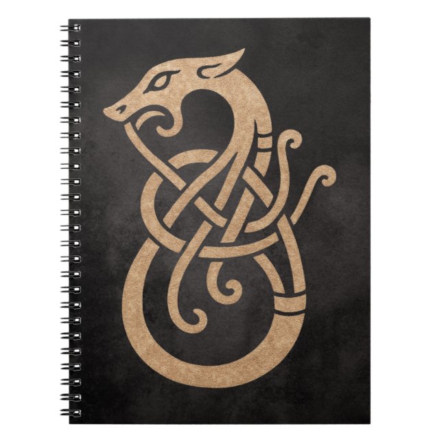 Cuaderno Símbolo del Nudo de la Serpiente Vikinga Dorada (Frente)