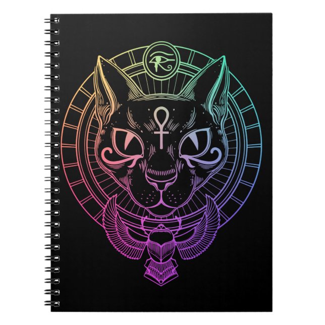 Cuaderno Símbolo egipcio de horus scarab de gato salvaje (Frente)