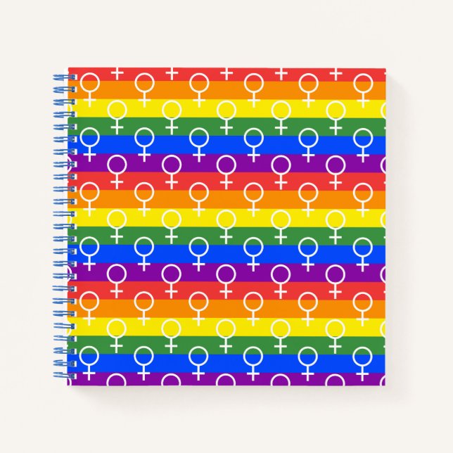Cuaderno Símbolo femenino patrón arcoiris (Anverso)