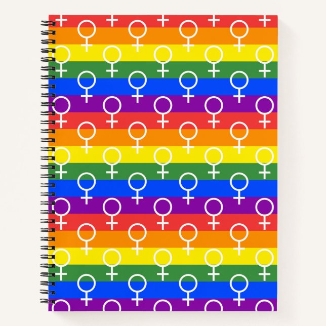 Cuaderno Símbolo femenino patrón arcoiris (Anverso)