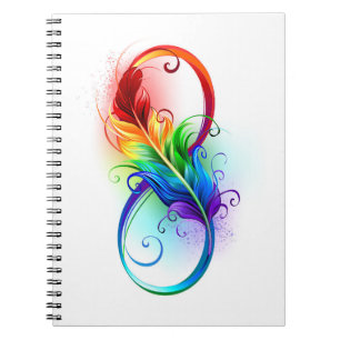 Cuaderno Símbolo infinito con pluma arco iris