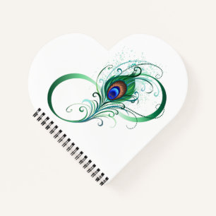 Cuaderno Símbolo infinito con pluma de pavo real