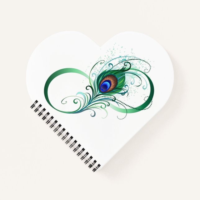 Cuaderno Símbolo infinito con pluma de pavo real (Anverso)
