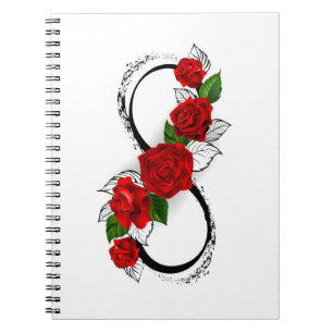 Cuaderno Símbolo infinito con rosas rojas
