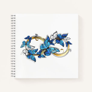 Cuaderno Símbolo infinito de mariposas Morpho azules