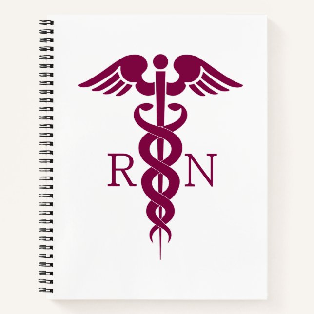 Cuaderno Símbolo médico de enfermería de Red Red Caduceus (Anverso)