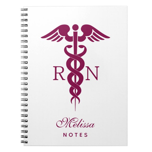 Cuaderno Símbolo médico de enfermería de Red Red Caduceus (Frente)