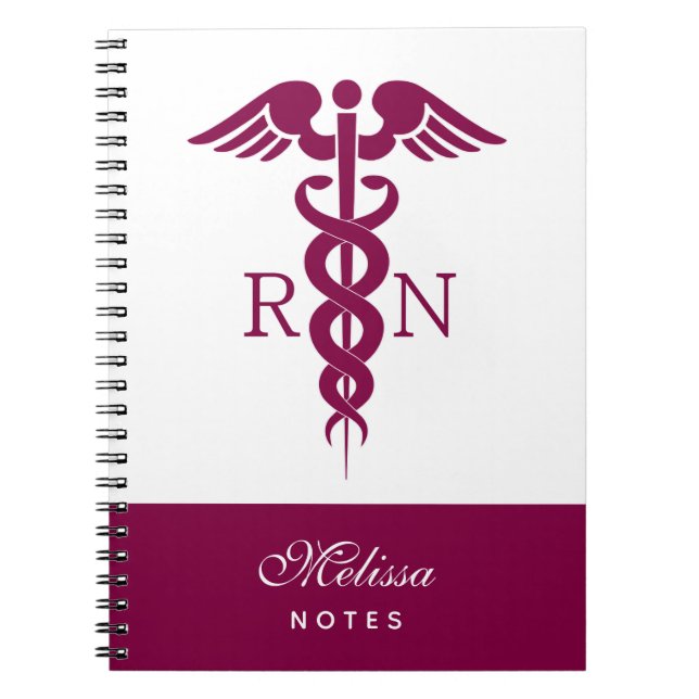 Cuaderno Símbolo médico de enfermería de Red Red Caduceus (Frente)
