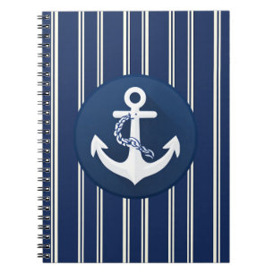 Cuaderno Símbolo Náutico Ancla Blanco Azul Marina