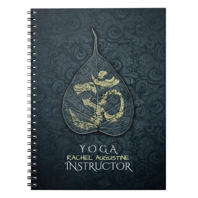Cuaderno Símbolo OM de hoja de bodhi negro y oro Instructor (Frente)