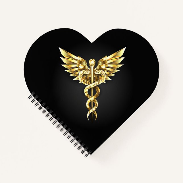 Cuaderno Símbolo poligonal de oro Caduceus (Anverso)