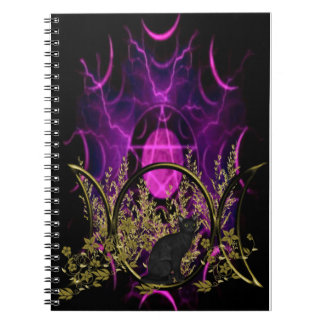 Cuaderno Símbolo triple de la luna - gato negro