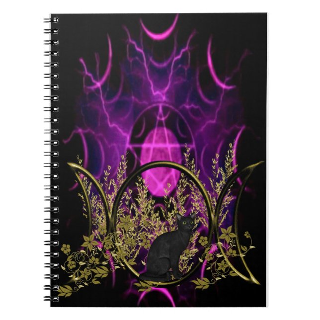 Cuaderno Símbolo triple de la luna - gato negro (Frente)