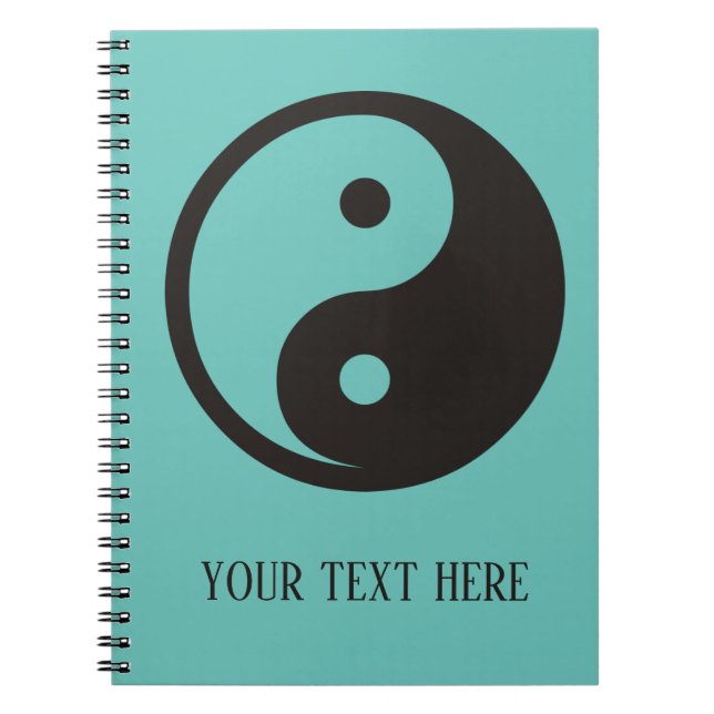 Cuaderno Símbolo Yin Yang - diseño de tatuaje sólido (Frente)