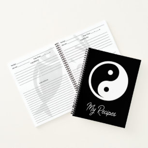 Cuaderno Símbolo Yin Yang - diseño de tatuaje sólido 2