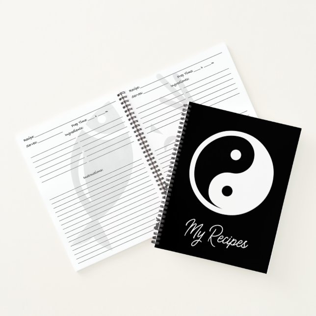 Cuaderno Símbolo Yin Yang - diseño de tatuaje sólido 2 (Interior)