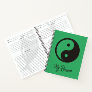 Cuaderno Símbolo Yin Yang - diseño de tatuajes sólidos