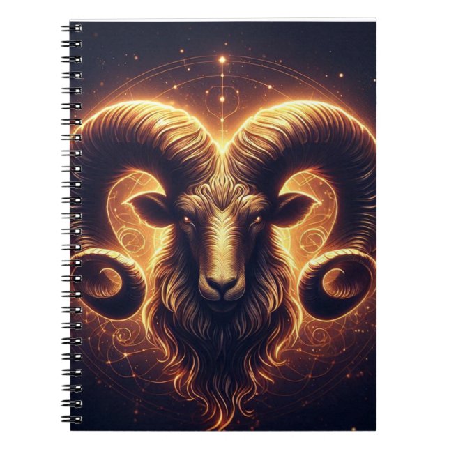 Cuaderno Símbolo zodiacal de Aries dorado (Frente)