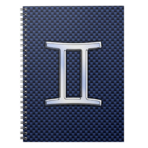 Cuaderno Símbolo zodiaco gemini estilo de fibra de carbono 