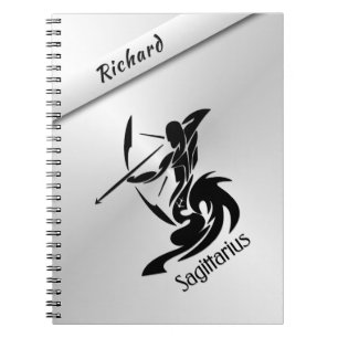 Cuaderno Símbolo zodiaco sagitario y Rótulo personalizado