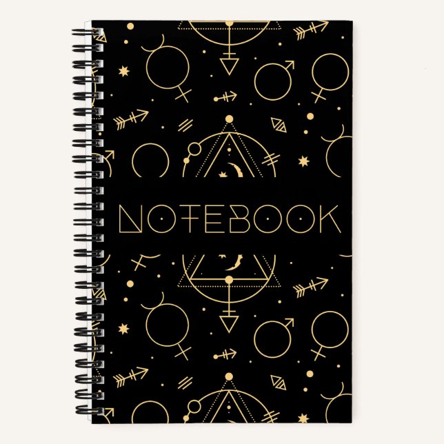 Cuaderno Símbolos Boho negro místico (Anverso)