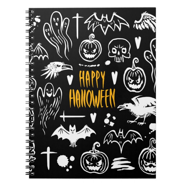 Cuaderno Símbolos de Halloween dibujados a mano, colección  (Frente)