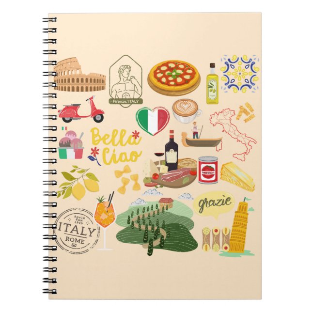 Cuaderno Símbolos de Italia para los amantes de los viajes (Frente)